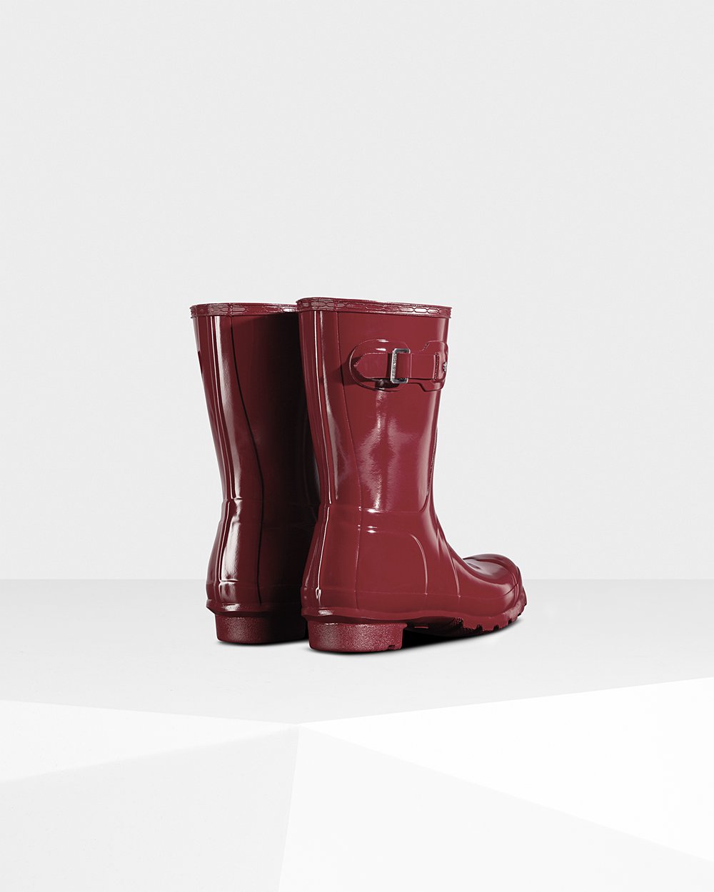 Women Hunter Original Gloss | Short Rain Boots Grey Red | NZ-93150-XDWL